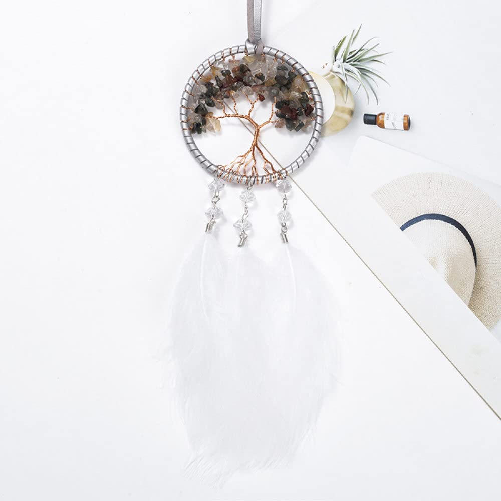 Panonw Dream Catcher, piccolo acchiappasogni fatto a mano, albero della vita, per auto, specchietto retrovisore, con perline di cristallo, per camera da letto, decorazione della casa