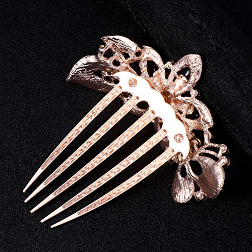 Frcolor Flower Side Comb Crystal Bridal Flower Comb Metal Wide Teeth Hair Comb For Women (Colorful) #TOP4