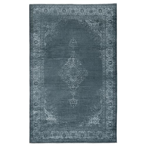 Kelim Vintage Teppich Wohnzimmer Holzkohle Grau 80 X 145 cm - Moderner Kurzflor Teppich - Super Soft