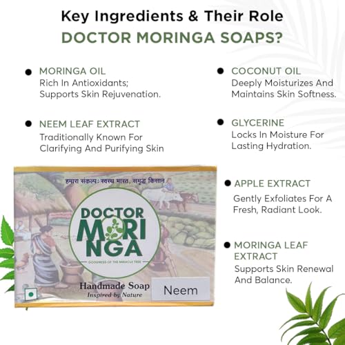 Image of Herbal Handmade Bathing Soap 100gm (2 Piece) | Neem Soap for Deep Cleansing | Removes Dirt & Impurities | No Mineral Oils | Suitable for All Skin Types