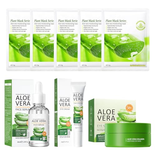 Xdealcozyxc 8 Pcs Aloe Vera Skincare Set, Pamper Skin Care Teenage Gift Sets for Women, Green