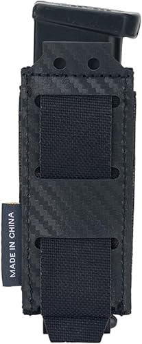 Miniatura 3 de IDOGEAR Bolsa de pistola Mag de 0.354 in para revistas, soporte MOLLE con fibra de carbono con patrón de placa de PP para construcción de cargadores
