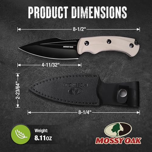 Image of Mossy Oak 8.5 inch Full-tang Fixed Blade Knife with Sheath (G10 Handle-Desert) | Stainless Steel Blade; Outdoor Knives for Survival, Camping, Hiking