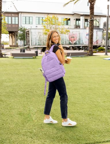 Image of Uselike Travel Backpack for Women, 15.6 Inch Laptop Backpack, Quilted College Bookbag, Cute Work Backpacks, Water Resistant (Lavender Purple)