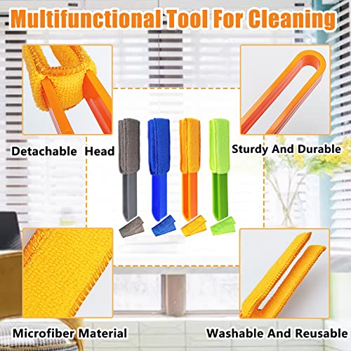 4 Pack Blinds Duster,With 4 Removable And Washable Microfiber Sleeves, Window Blinds Cleaner Duster Brush, Blinds Cleaning Tools For Window Blinds, Air Conditioner Vents, Fans, Car Vents #TOP2