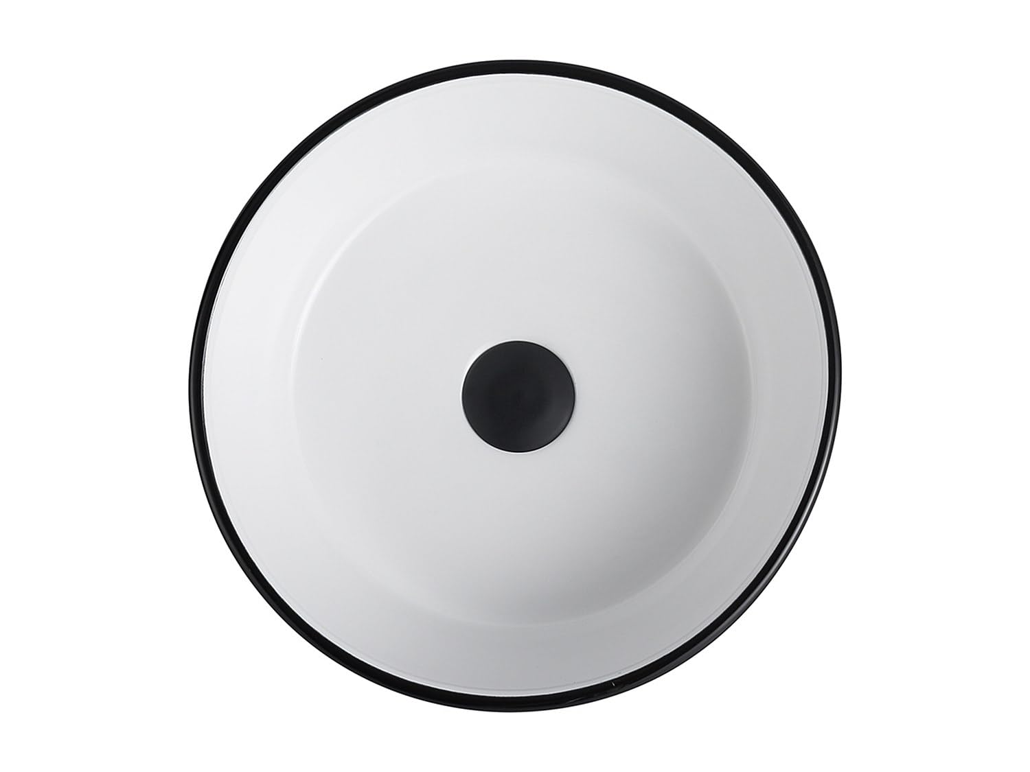 Vente-unique - Vasque à poser ronde en céramique - Bicolore noir et blanc - 36 cm - KANELLE II