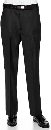 GIOVANNI UOMO Men’s Pleated Front Expandable Waist Dress Pants – Black, Cuffed Hem