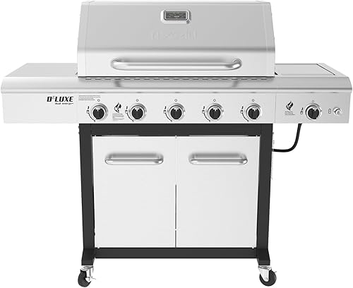 Nexgrill Parrilla de Gas Propano Deluxe de 5 Quemadores con Mesa Lateral y Quemador Lateral de Sellado de Cerámica, 771 pulgadas cuadradas, 75000