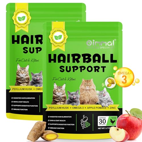 Knusper Snacks zur Haarballen Kontrolle für Katzen, 60-Tage-Kur. Fördert Verdauung, Haut&Fell mit Omega-3 & Ballaststoffe. Ideal für Wohnungskatzen