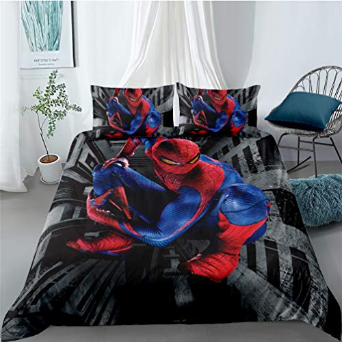 EA-SDN Spiderman Marvel - Juego de Funda nórdica y Funda de Almohada (Microfibra, hipoalergénico, 3 Piezas), Multicolor (Spiderman #4,155 x 220 cm)