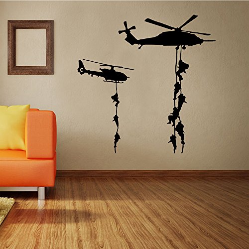 22X22" Helicopter Army Soldier Wall Stickers Pvc Vinyl Art Decals Teens Boys Men Military Fans Bedroom Home Decoration #TOP1