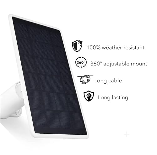 Wasserstein Solar Panel Compatible With Wyze Cam Outdoor And Wyze Cam Outdoor V2 - Plug In And Power Your Security Camera With Efficient Solar Power (1 Pack, White) (Wyze Cam Outdoor Not Included) #TOP5