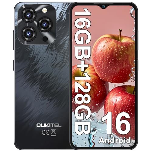 OUKITEL C3 2026 Telefono Movil, 16GB (4+12) RAM+128GB ROM/TF 1TB Telefonos Moviles Libres, 6.52' Smartphone Android 16, Batería 5000mAh Móvil, Cámara 13MP, 4G Dual SIM/Face ID/GPS/3.5mm Jack - Negro