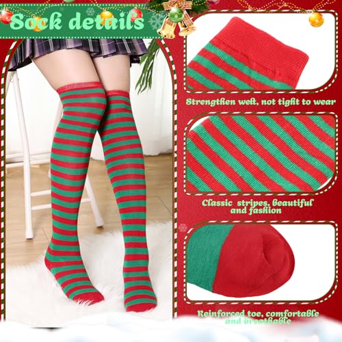 Image of Geyoga Arm Warmers Leg Warmers Striped Thigh High Socks Fingerless Gloves Stockings Christmas Halloween