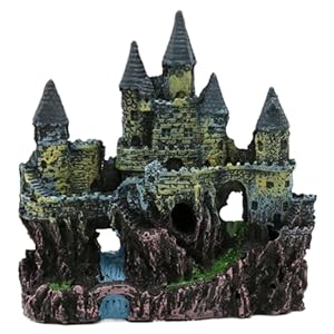 Aquarium Decoraties Simulatie Kasteel Rotstuin Aquarium Decor Ornamenten Anti-Fading Mini Hars Fish Tank Decor voor Zoet Water Zeewater Aquarium Decoratie Aquarium Decor Ornamenten Fish Tank Decoratio
