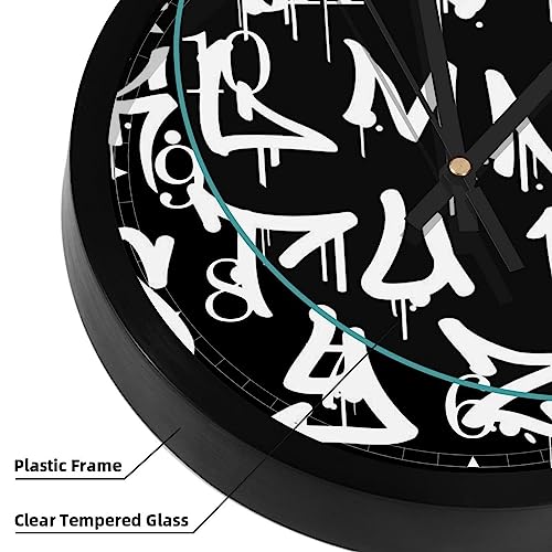 Horloge murale silencieuse sans tic-tac à quartz ronde style graffiti pour dormir