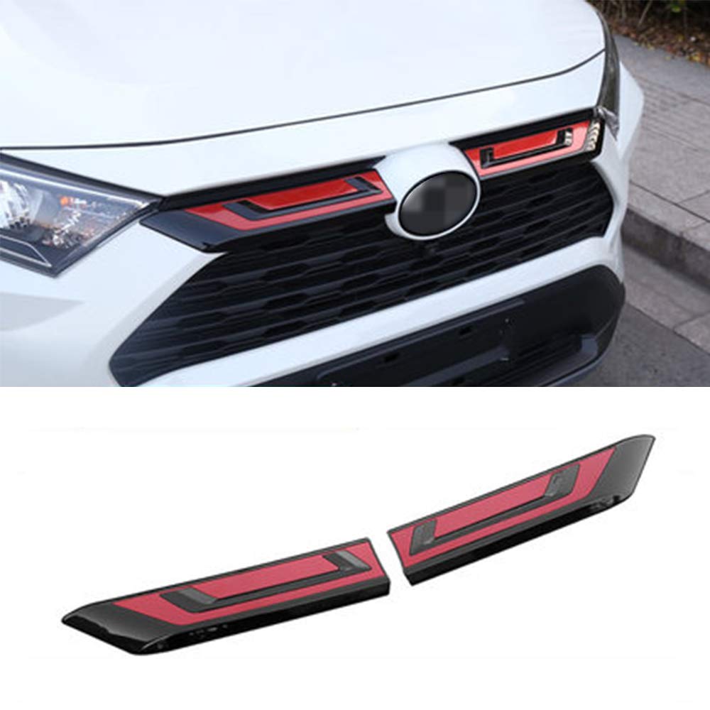 XITER 2PCS Electroplated Finishes Car Exterior Automobile Front Hood Grill Cover Bonnet Trim Decorative Strip Grille Cover Molding Insert Accessories