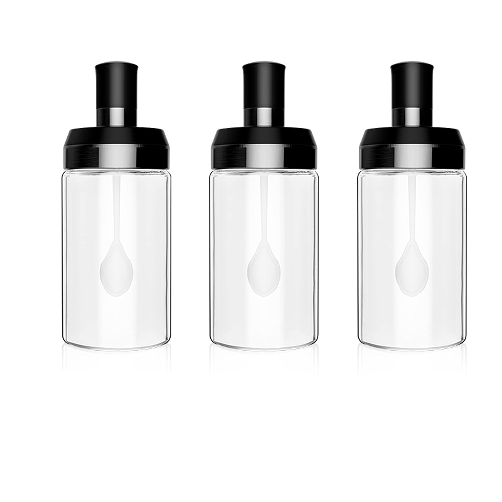 Gewürzdosen-Set aus Glas mit Gestell – Gewürzbehälter für Salz, Olivenöl und mehr – luftdicht mit Deckel und Löffeln – perfekte Küchen- und Aufbewahrungslösungen