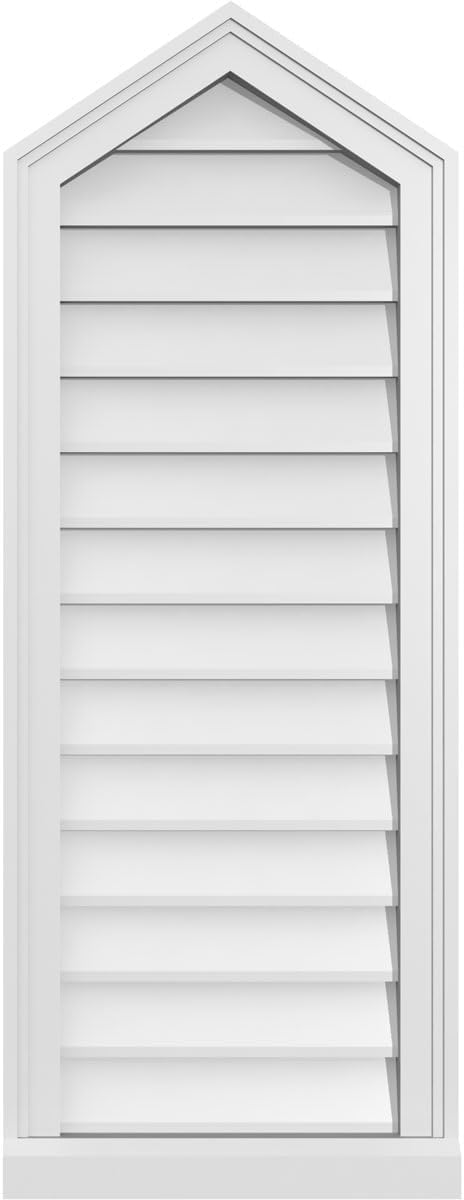GVSPE16X4203SN-08 Peaked Top Brickmould Sill Frame, Primed Tan Signature Series Surface Mount Gable Vents, 16-in. W x 42-in. H, Unfinished