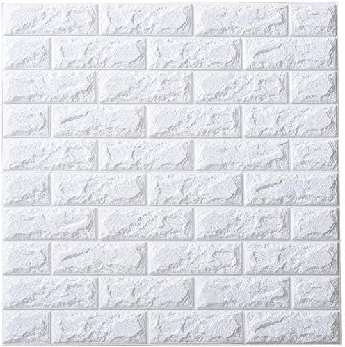 3d Brick Wallpaper, ytat Brick Wallpaper, 3d Brick PE Foam Panels for Bedroom Modern Living Room TV Background Wall Sticker Décor, white