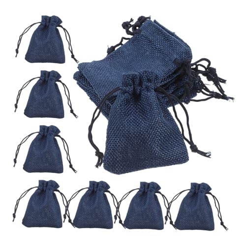 POPETPOP 50個 フェイクリネンの巾着ポケット 麻の巾着袋 小さなベルベットポーチ ピンクのジュートバッグ ヴィンテージ袋 ジュエリーバッグ ナチュラルリネン黄麻布 麻袋 Cm