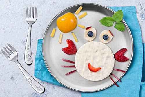 Teamfar Toddler Plates, 8 Inch Stainless Steel Kids Dinner Metal Plates, Round Serving Salad Plates For Camping Outdoor Party, Safe & Healthy, Sturdy & Heavy Duty, Dishwasher Safe – Set Of 6 #TOP5