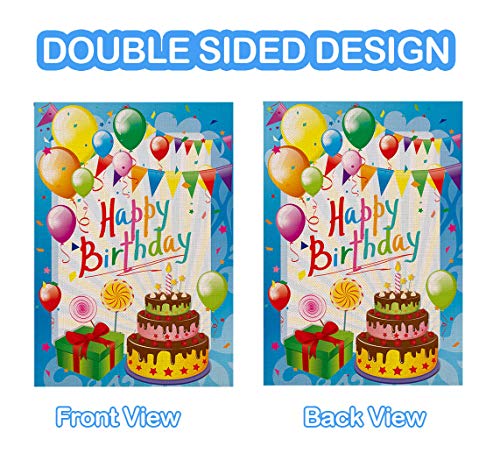 Happy Birthday Garden Flag Yard Signs, Burlap Vertical Double Sided Readable Lawn Signs Birthday Yard Decorations For Lawn Outside Outdoor Flags 12.5 X 18 Prime Party Celebration Birthday Banner #TOP1