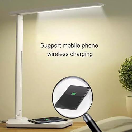 BEL AIR HOME Flexo LED 5W MOBIL blanco, lámpara escritorio táctil con protección ocular, base de carga inalámbrica, 3 temperaturas de luz, USB, diseño moderno - imagen 7