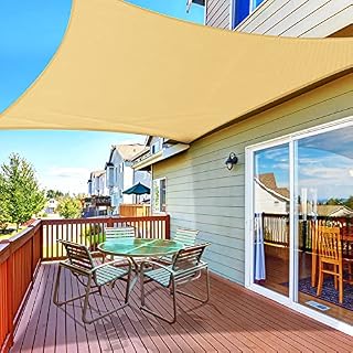 Aytop Sun Sail Shades Rectangular Waterproof, 3 x 3M Sun Shade Sail Rectangle 160GSM UV Block Sail Canopy for Patio Backyard Lawn Garden Deck Sand, Outdoor Activities - Beige