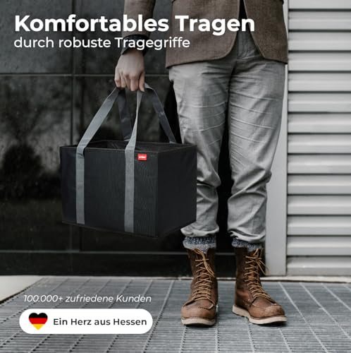 achilles 3er Set Einkaufskorb - Einkaufstaschen - Aufbewahrungsboxen - Kofferraum-Taschen - Einkaufsbox - schwarz - 37x25x25cm