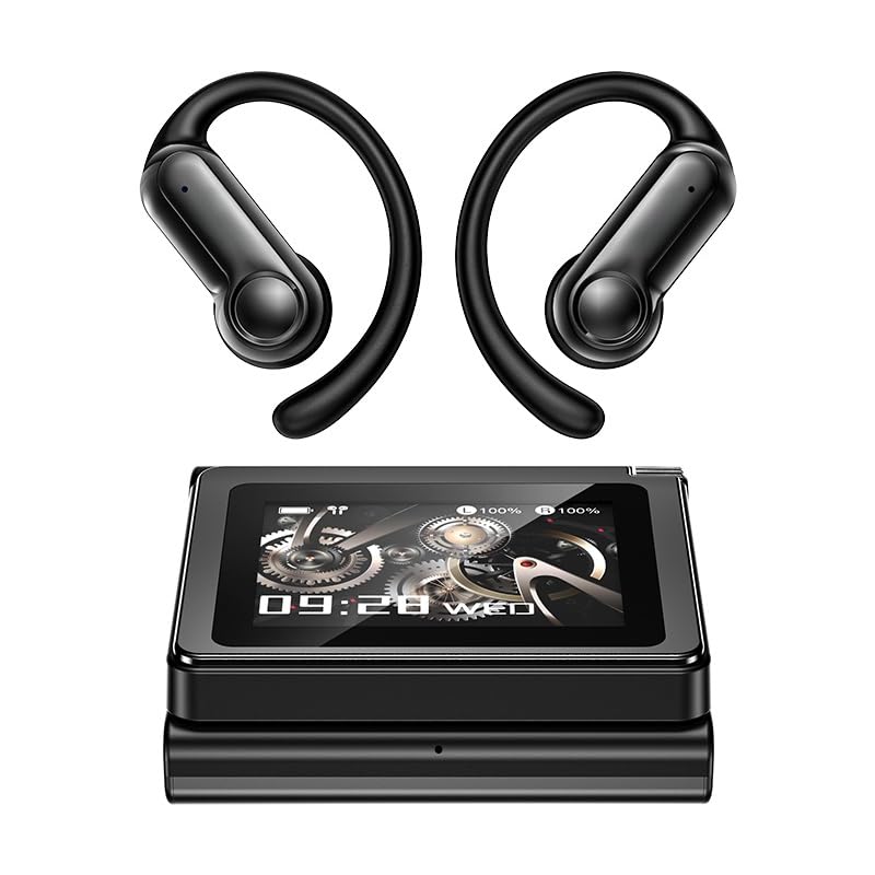 NE80 Open Ear Headphones, Wireless Bluetooth 6.0 Earbuds with Full-Color Smart Screen Charging Case, IPX5 Adjustable Elastic Earhooks, DRC Dynamic Bass, Dual-Mic Noise Canceling-image-25