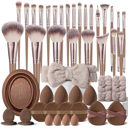KUORYZAL Brown Makeup Brushes Set Professional 47Pcs Premium Synthetic for Foundation Concealer Blush Eyeshadow Powder Contour Makeup Brush Kit Face Eye Make up Brushes & Tools - image 1
