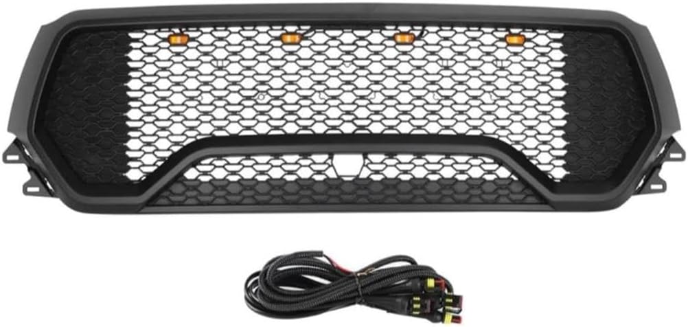 Front Radiator Grill For Dodge For Ram 1500 2019 2020 2021 2022 TRX Style LED Honeycomb Grid Front Upper Hood Grille Bumper Mesh Grill(With lights)