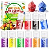Natural Food Coloring - 10 Plant-Based Liquid Food Coloring Set, Artificial Dye Free, All Nature Food Dye for Baking, Cake Decorating and Fondant, Organic Food Color for Icing, Frosting - 3.5oz/100ml