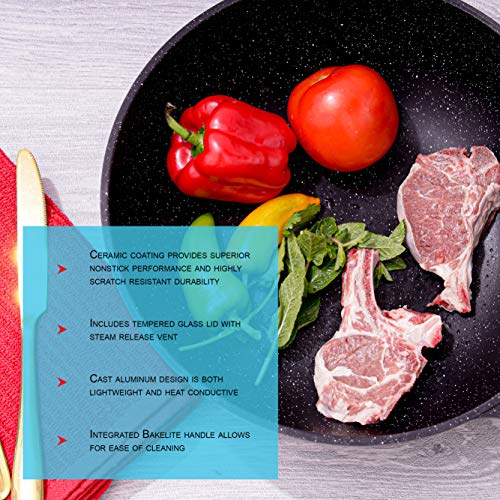 INTIGNIS Pro Non Stick Stir Fry Pan with Lid, Wok Pan 30cm Induction Gas Electric Hobs, Chemical Free Cooking Pot Stay Cool Handle (Black) - Image 4
