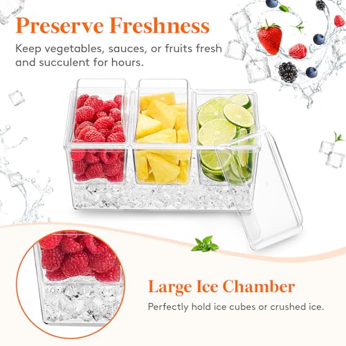 Image of Lifewit Condiment Caddy, Garnish Serving Tray Platter for Mimosa Bar Accessories (without Accessories, 3 Containers)