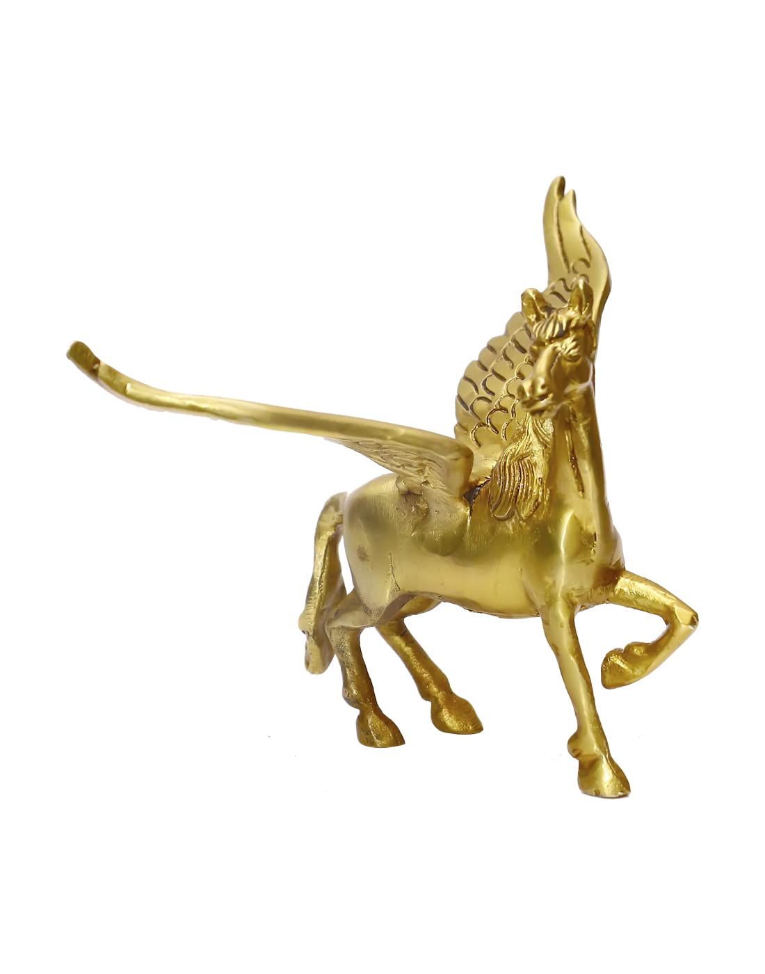 RACPREE Brass Flying Pegasus Statue 4inch - Handcrafted Angel Horse Winged Stallion Figurine, Feng Shui & Vastu Showpiece for Home Entrance Decor, Living Room & Office Desk - Yellow, 430g 1