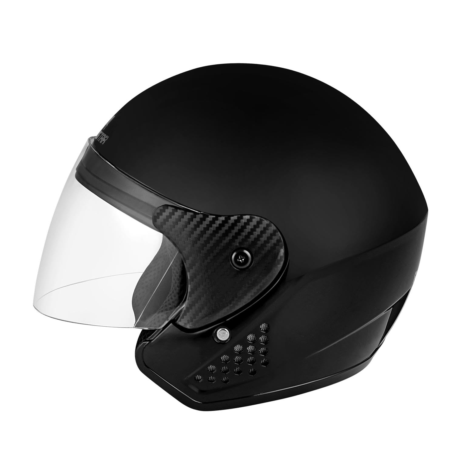 AEROSTAR Essex-HIT Open Face Helmet Half Face ISI Certified for Men and Women Anti-Scratch with Adjustable Strap (Glossy Painted,Black, Medium)-image-7
