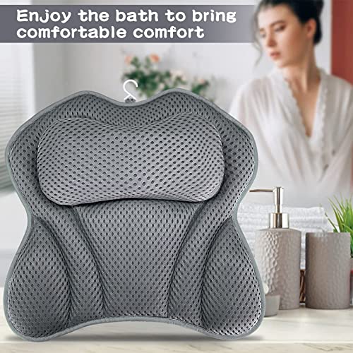 Badewannenkissen,Badekissen als Nacken & Nackenkissen Badewanne, mit 4D-Air-Mesh-Technologie,Nacken und Rücken in der Badewanne mit 6 Saugnäpfen, Badewannen kopfstütze für Home Spa (A)
