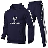 GWWGWW Hombres Jersey Sudadera+Sudaderas Mas.er_ati Printed Outdoor Leisure Classic Outdoor Hooded Sports suit, azul oscuro, XXL
