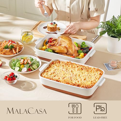 Malacasa TARA-PP-01 4.8 Quarts Ceramic Baking Dish With Handles, 9 X 13 Inches Casserole Dish, Deep Rectangular Lasagna Pan thumb #2