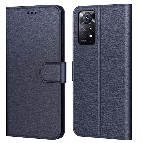 Tenphone Coque Pour Xiaomi Redmi Note 11 Pro (Pas Pour Note 11 Pro+ PLus), Coque Redmi Note 11 Pro 5G, Etui Protection Housse Premium En Cuir PU,Pochette Compatible avec Xiaomi Note 11 Pro (Book Bleu) Cover