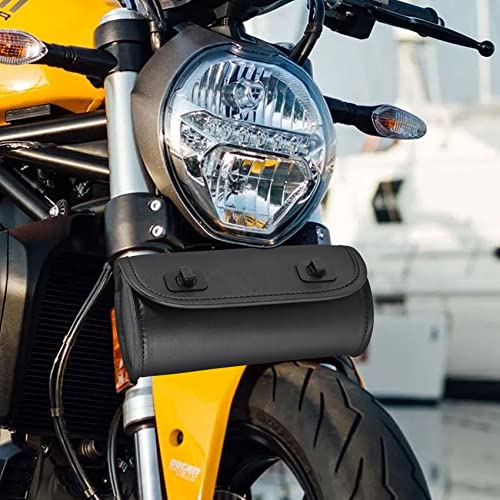 Wisboey Motorrad Tasche PU Leder Lenker Werkzeug Tasche Weichei Bar Roll Aufbewahrung Tasche Sattel Tasche mit 2 Riemen, Universal