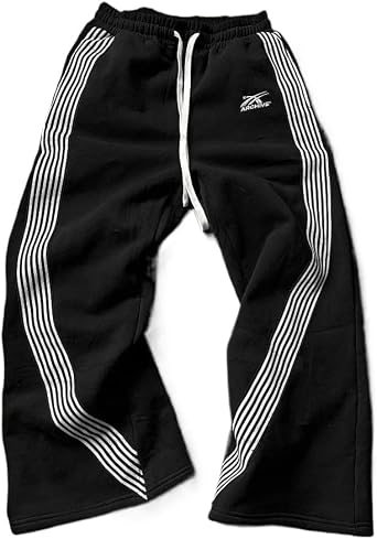 Mens Jogging Yoga Loose Straight Breasted mid Length Pants, Elastic Waist Pants