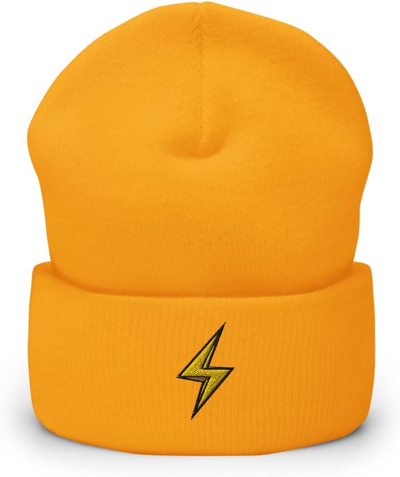 Lightning Bolt Beanie Unisex Adult Embroidered Cuffed