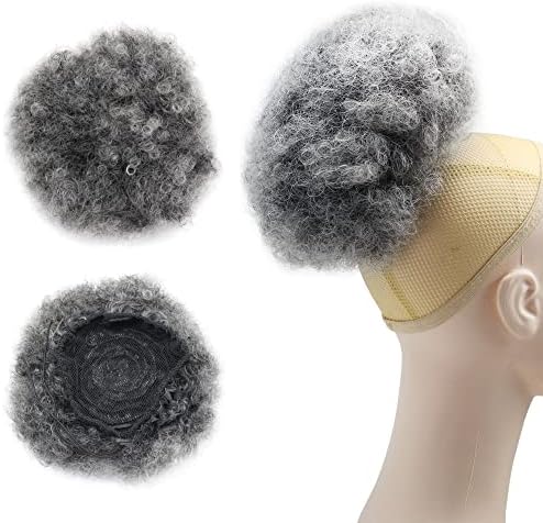 MEIRIYFA Afro Puff Ponytail Drawstring Extension Kinky Curly Fake Pony Tail Synthetic Updo Hairpieces With Clip for Women Girls (Gray)