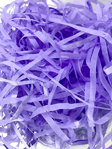 Image of Eco Sarras Confitti Shredded Paper Crinkle Grass Strips for Gift Tray Hamper Packaging, Box Filler, Basket Filler, Christmas Festival Decoration Paper (100 GM, Purple)