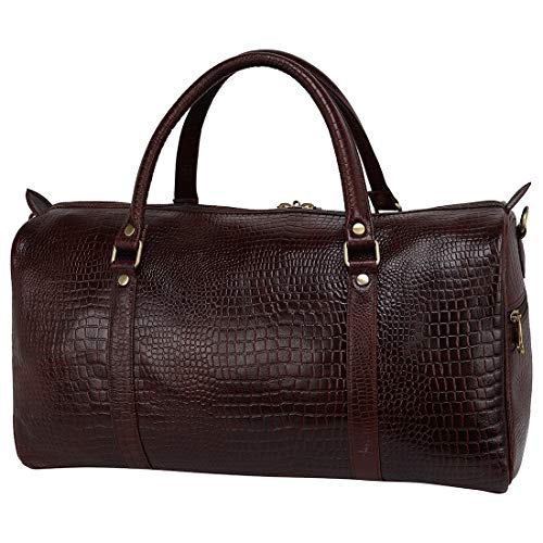 Image of RICHSIGN Leather Accessories 24 litres Duffle Bags for Men Travel (Brown-2)(Weight-1 KG /1000 GR)(Dimension = H- 12 x L- 20 x W- 8 Inch)
