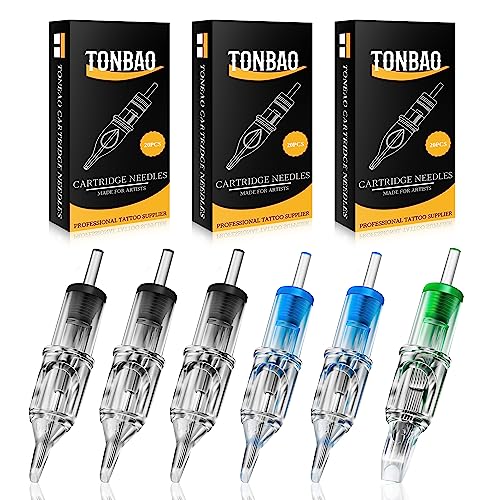 TONBAO 60Pcs Mixed Disposable #12 3RL 5RL 7RL 3RS 5RS 7M1, Mixed colours