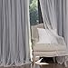 Best Home Fashion uMIXm Tulle Sheer Lace & Blackout 4 Piece Curtain Set - Antique Bronze Grommet Top - Dark Grey - 52